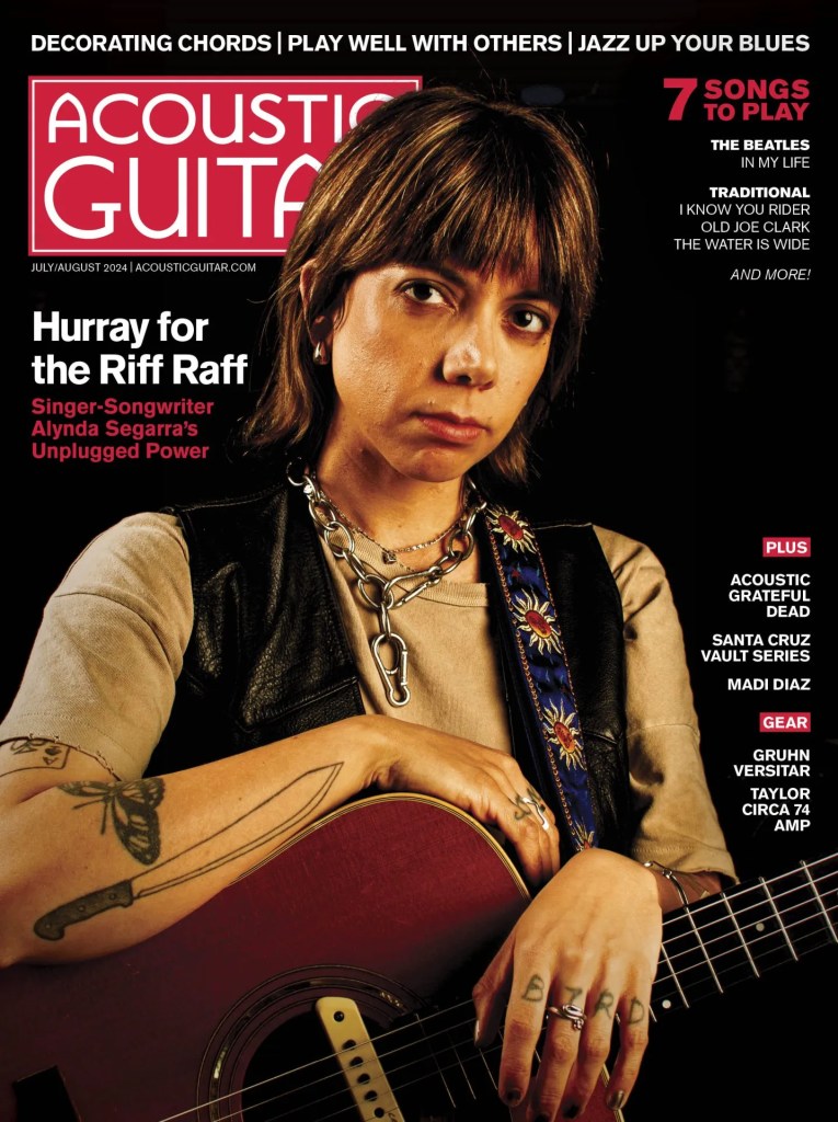 Acoustic Guitar magazine July/August 2024 issue cover, featuring Alynda Segarra of Hurray for the Riff Raff