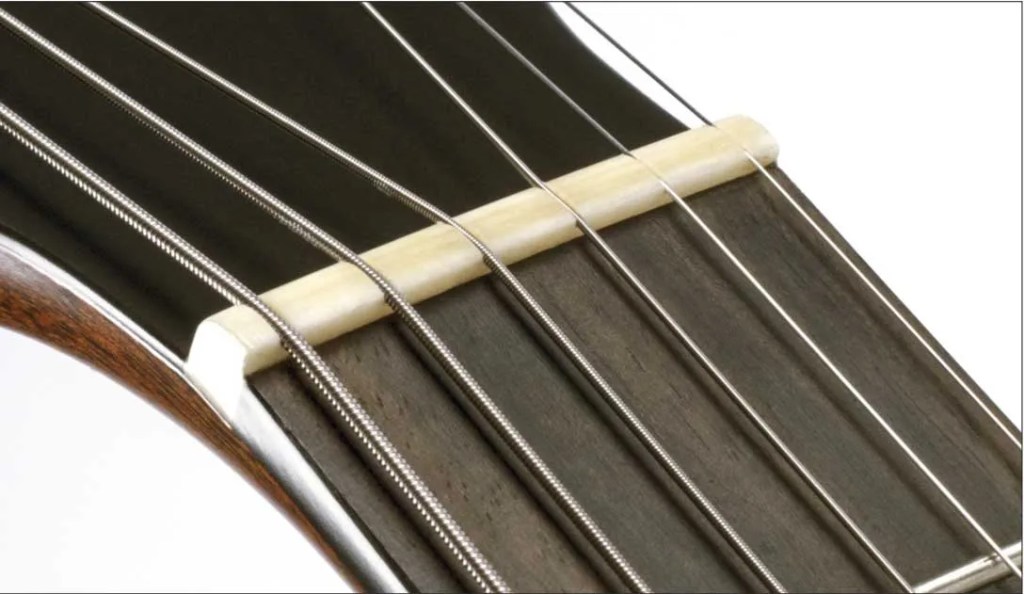 close up of guitar strings