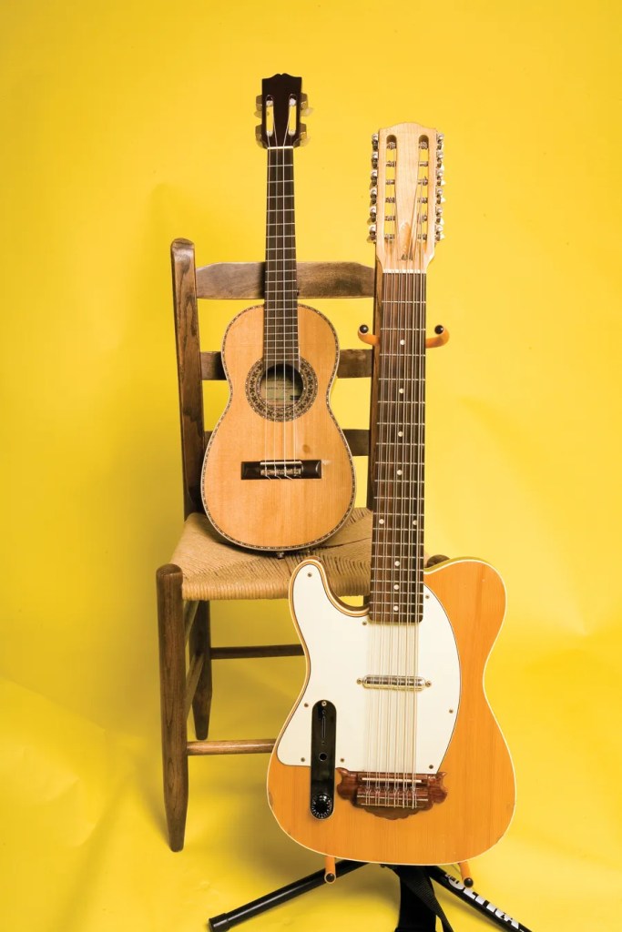 Cesar Rojas’ telecaster-bodied bajo sexto and David Hidalgo's requinto jarocho