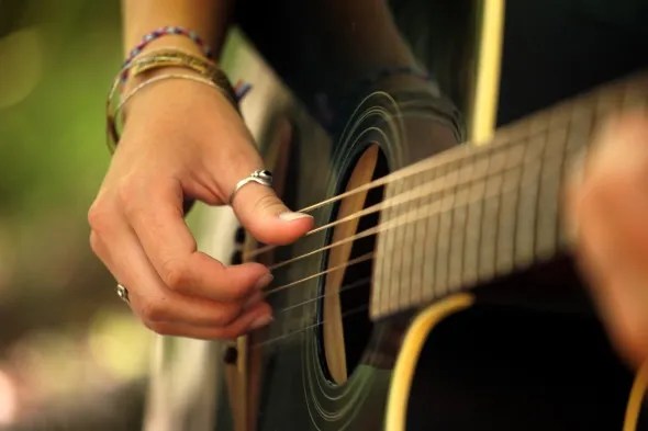 acoustic guitar plugged in