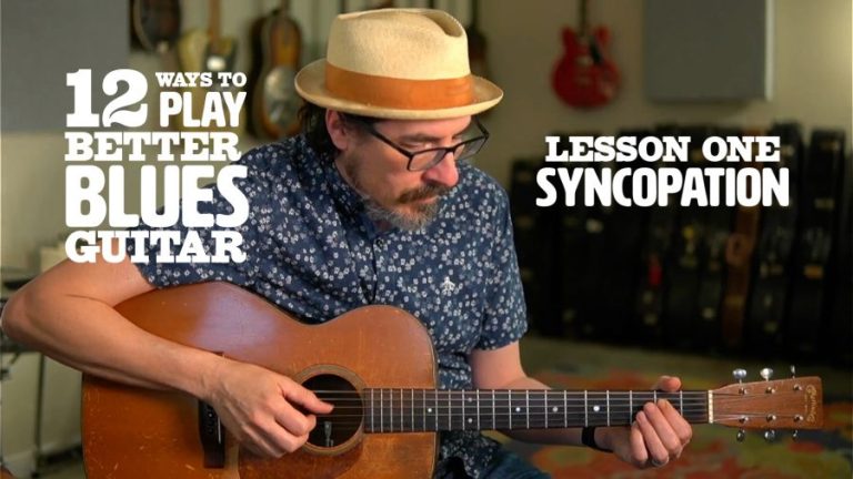 Acoustic Guitar Blues Lesson 12 Ways to Play Better Blues Lesson One Syncopation David Hamburger with guitar