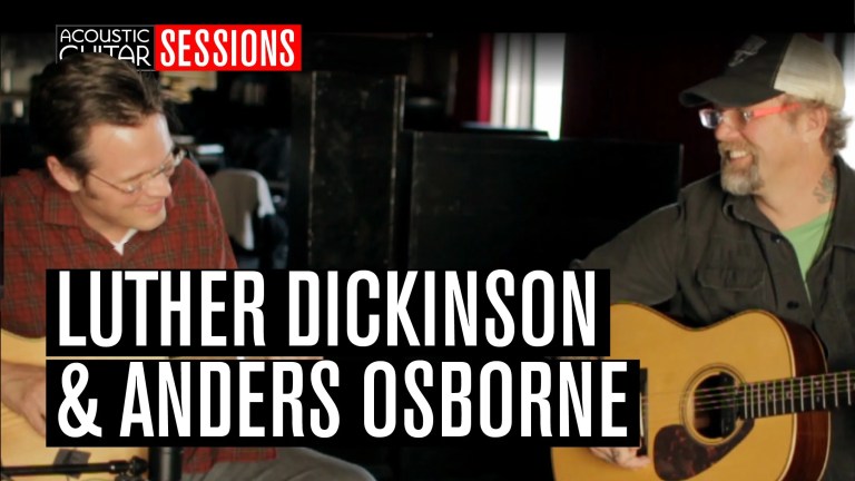 Luther Dickinson and Anders Osborne during their Acoustic Guitar Session backstage at San Francisco's Fillmore Auditorium