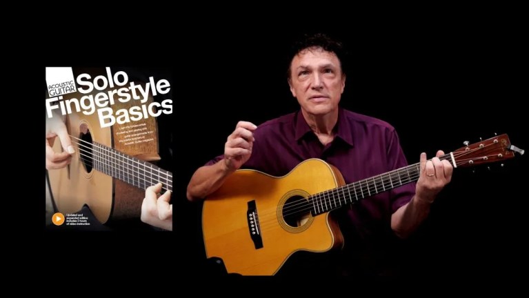 Doug Young demonstrating a fingerstyle guitar technique