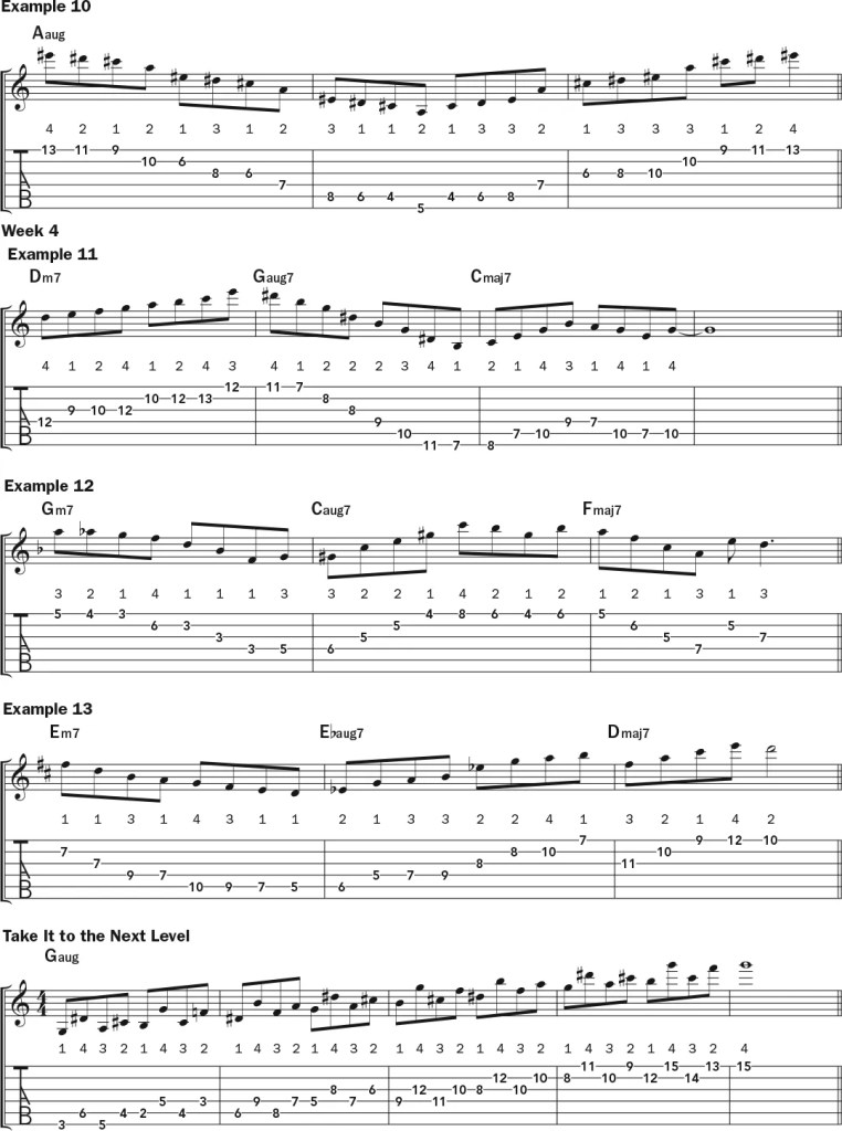 Augmented Arpeggios guitar lesson music notation sheet 3