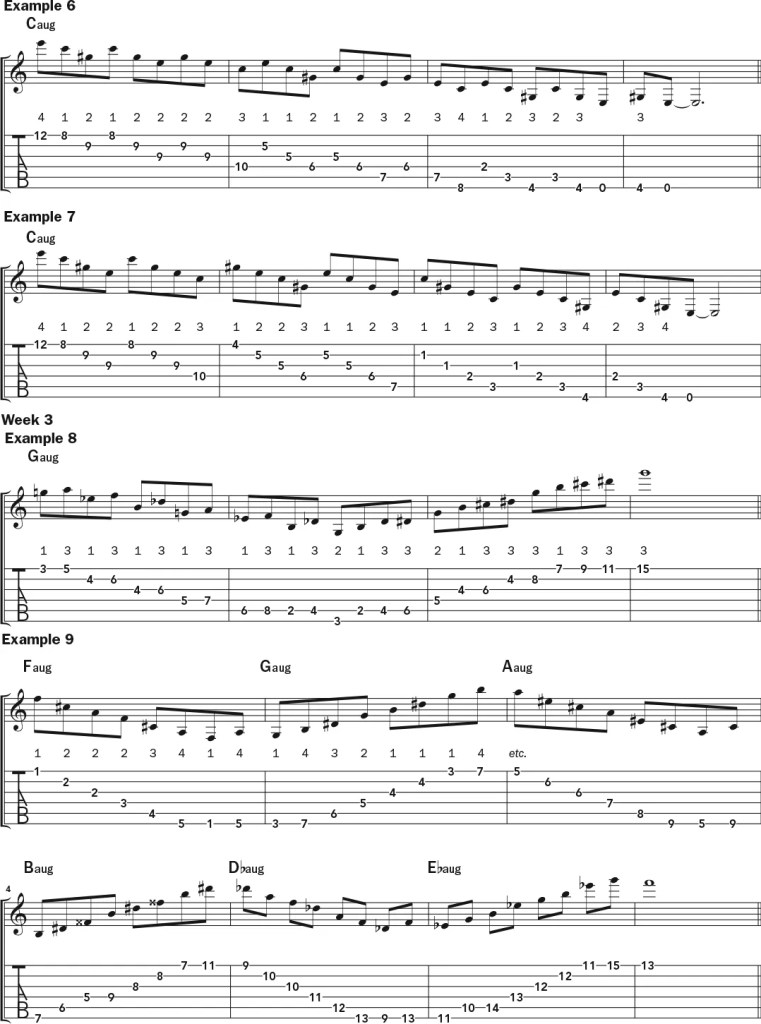 Augmented Arpeggios guitar lesson music notation sheet 2