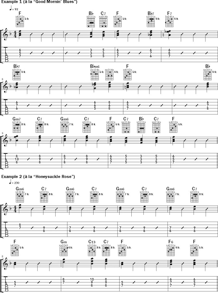 Freddie Green guitar lesson music notation sheet 1