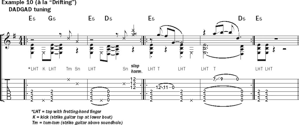 Andy McKee, "Drifting" guitar music notation example