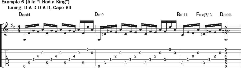 Joni Mitchell, "I Had a King" guitar music notation example