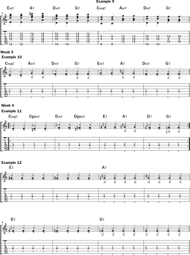 Weekly Workout: How to Comp Like Jazz Legend Freddie Green guitar notation and tablature, page 1