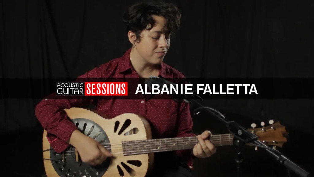 Guitarist Albanie Falletta performs in the Acoustic Guitar video studio