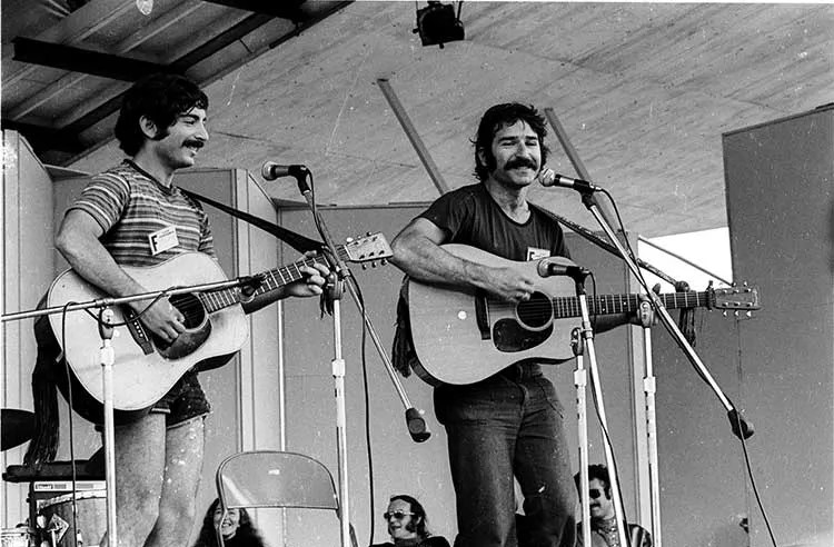 Artie (left) and Happy Traum at the 1968 Newport Folk Festival.