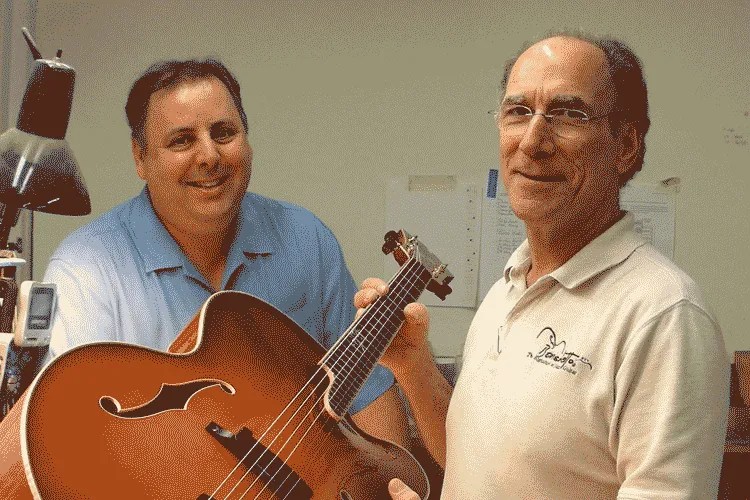 Howard Paul and master luthier Damon Mailand of Benedetto Guitars