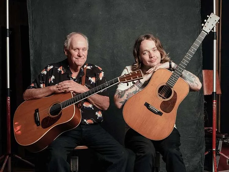 billy strings and Terry Barber with guitars