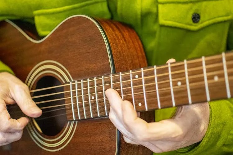 blues solo played on acoustic guitar