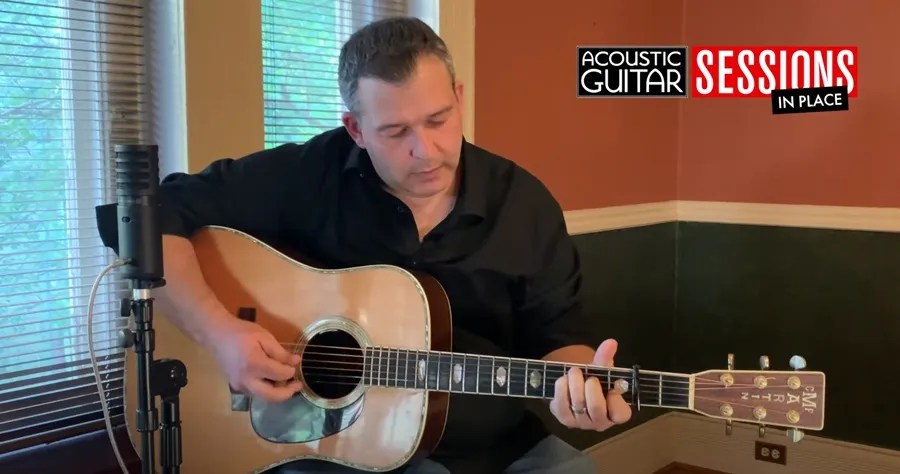 Brandon Lee Adams playing his Martin D-41 acoustic guitar