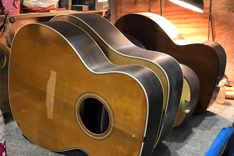 Collings guitars on the workbench