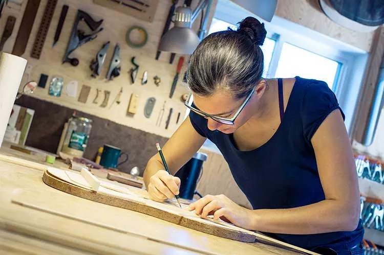 Classical Guitar Builder Joshia de Jonge in workshop