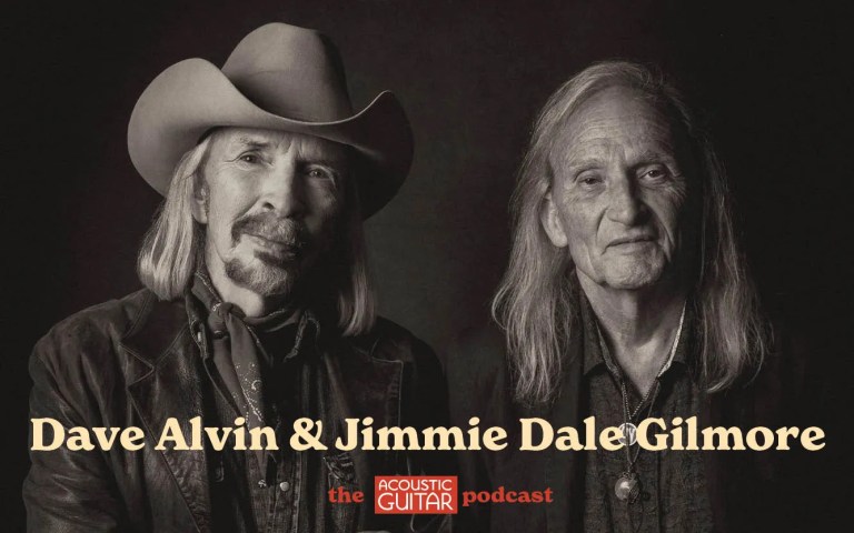 Black-and-white photo of Dave Alvin and Jimmie Dale Gilmore