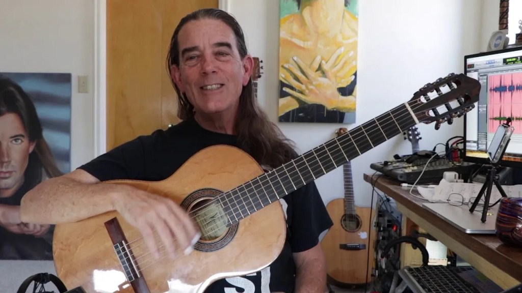 Guitarist Michael Chapdelaine in his studio