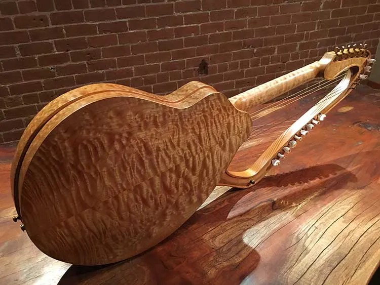 William Eaton harp guitar sideback view