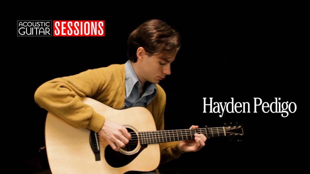 Hayen Pedigo playing his Yamaha F9 acoustic guitar.