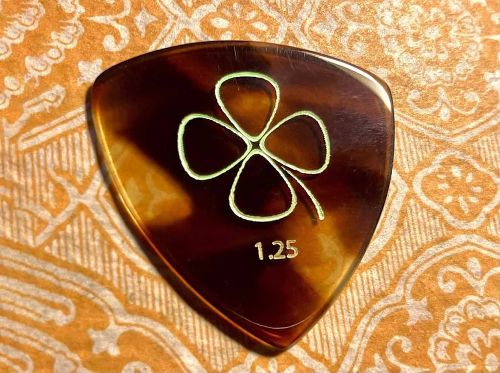 Imitation Tortoise Casein pick from Charmed Life Picks