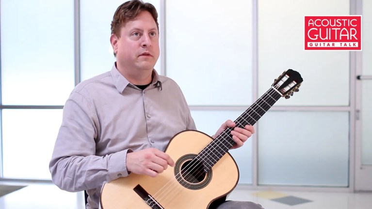 Claissical guitarist Jason Vieaux in the Acoustic Guitar studio