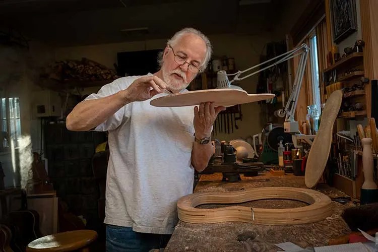 John Monteleone building a guitar