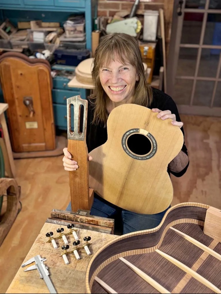 Linda Manzer at the workbench. Photo by Rich Scholes