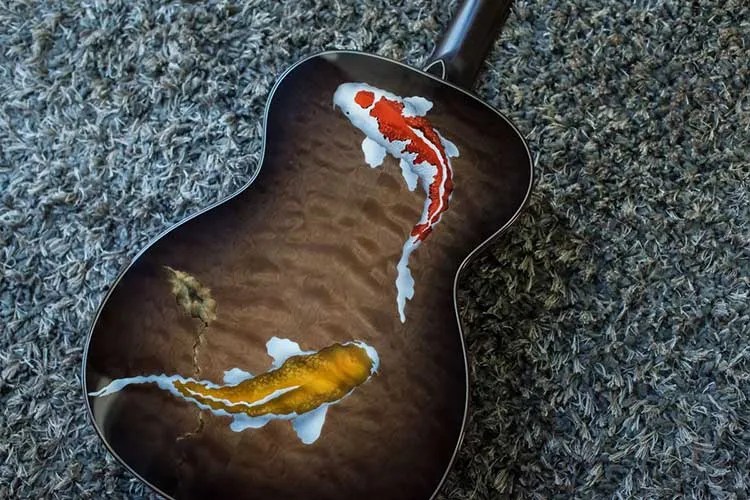 Back view of the Preston Thompson Koi Pond guitar.