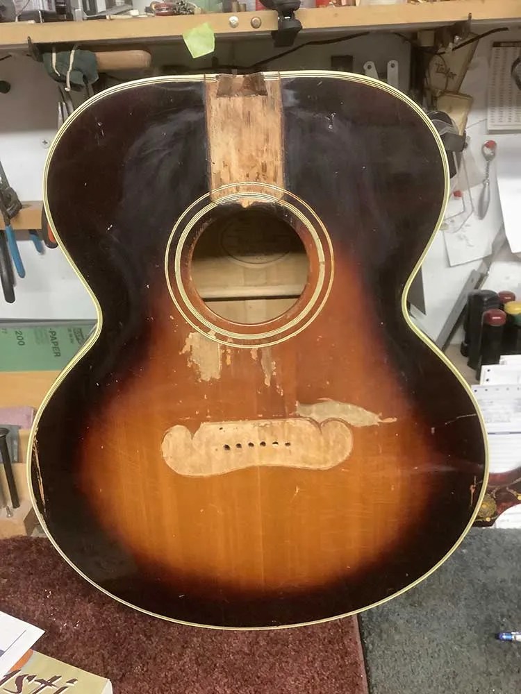 Rev. Gary Davis' 1949 Gibson SJ-200, neck and bridge removed