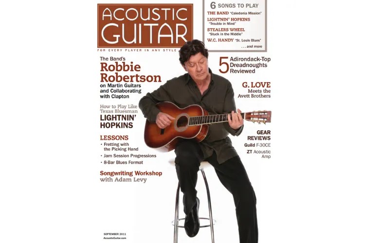 Acoustic Guitar Magazine cover for the September 2011 issue featuring Robbie Robertson