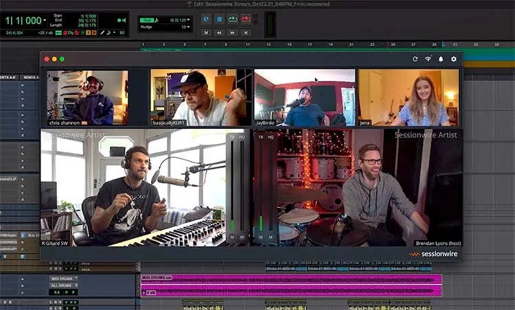 Sesionwire app screengrab showing musicians collaborating