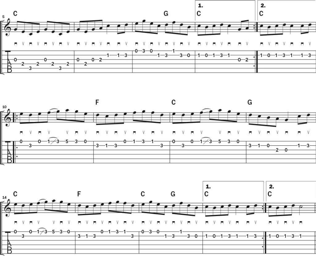 cross picking guitar lesson "Soldier's Joy" example 2