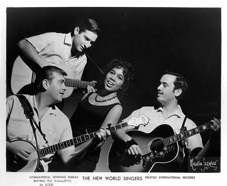 The New World Singers, (clockwise from top left): Happy Traum, Delores Dixon, Bob Cohen, and Gil Turner.