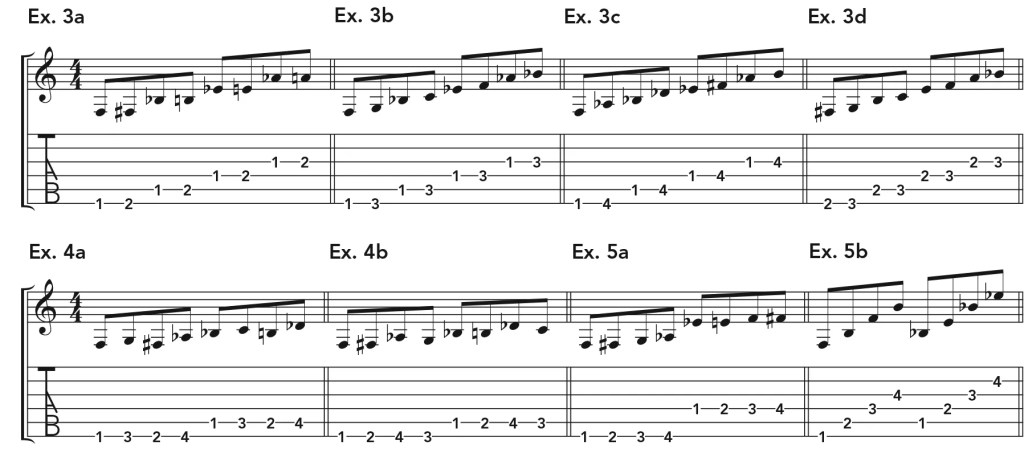 How to build a guitar warm-up routine music notation examples 3–5